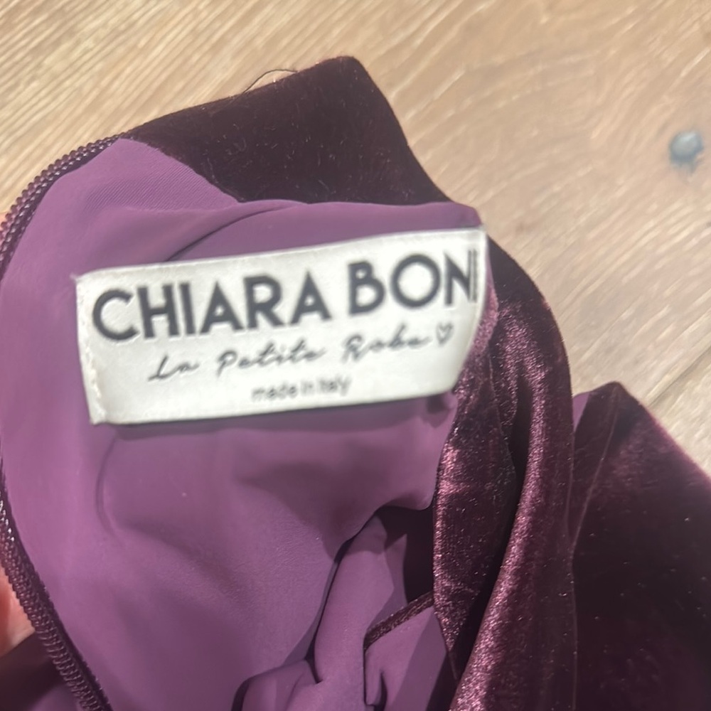 Chiara Boni Velvet Midi Dress in Deep Plum - Picture 2 of 3
